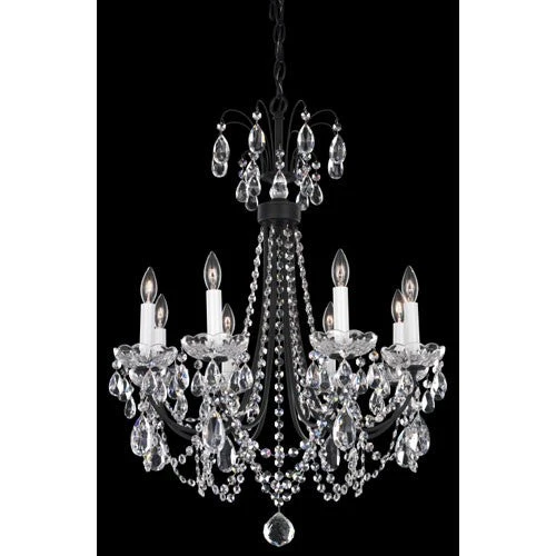 Lucia Ferro Black Eight-Light Clear Heritage Handcut Crystal Chandelier, 21.5W x 27H x 21.5D - Image 1