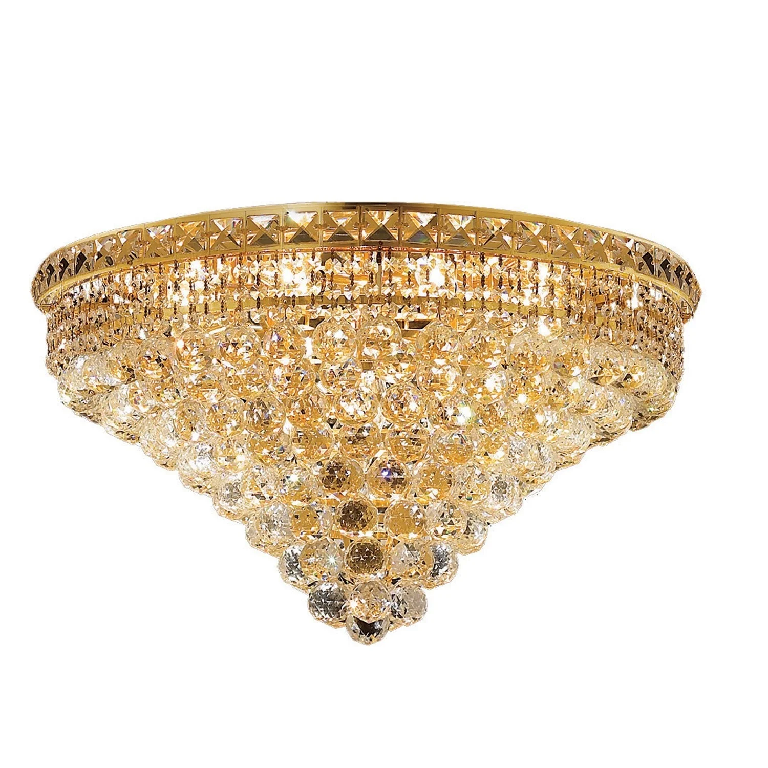 Tranquil Gold Twelve-Light 24-Inch Flush Mount with Royal Cut Clear Crystal - Image 1