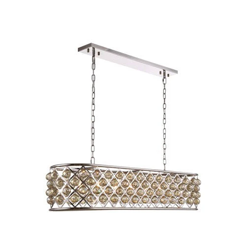 Madison Polished Nickel Seven-Light Pendant with Golden Teak Crystals - Image 1