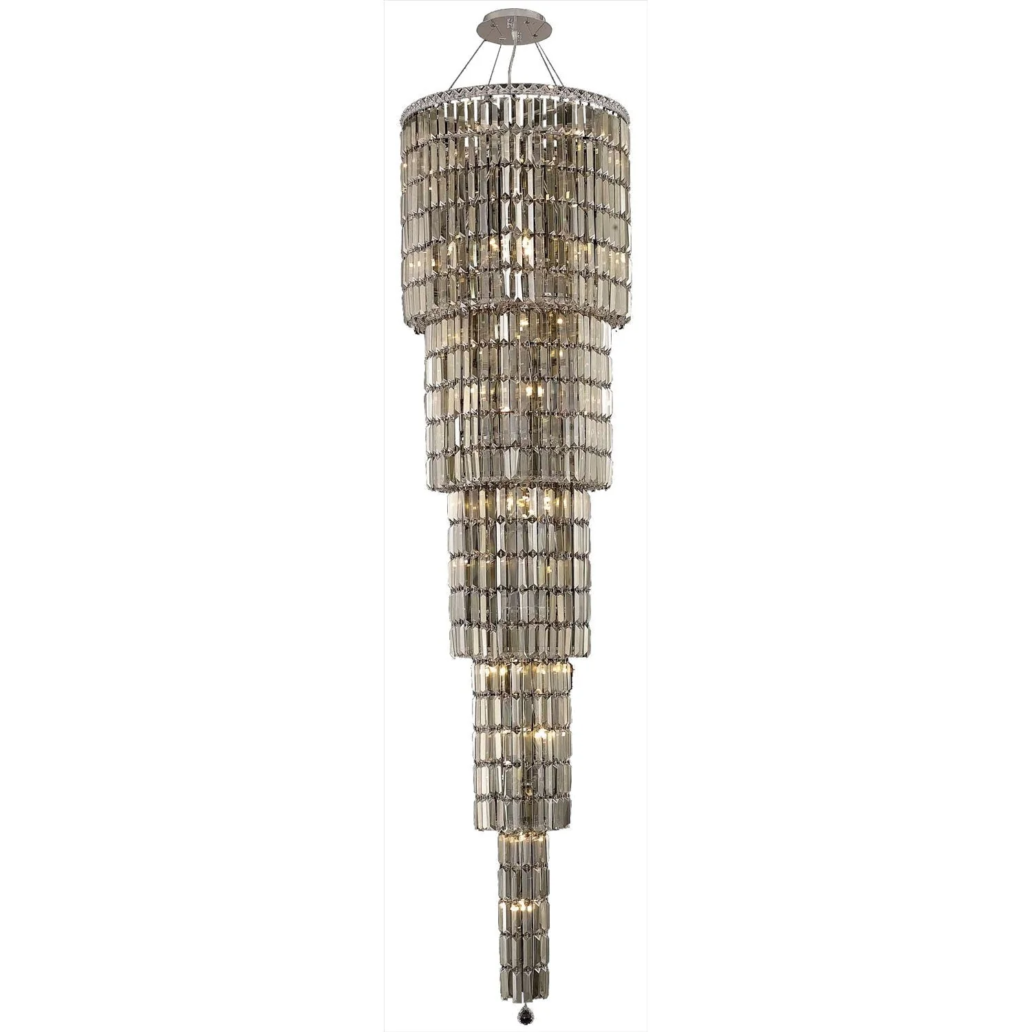 Maxim Chrome Twenty-Two Light 22-Inch Five-Tier Pendant with Royal Cut Golden Teak Smoky Crystal - Image 1