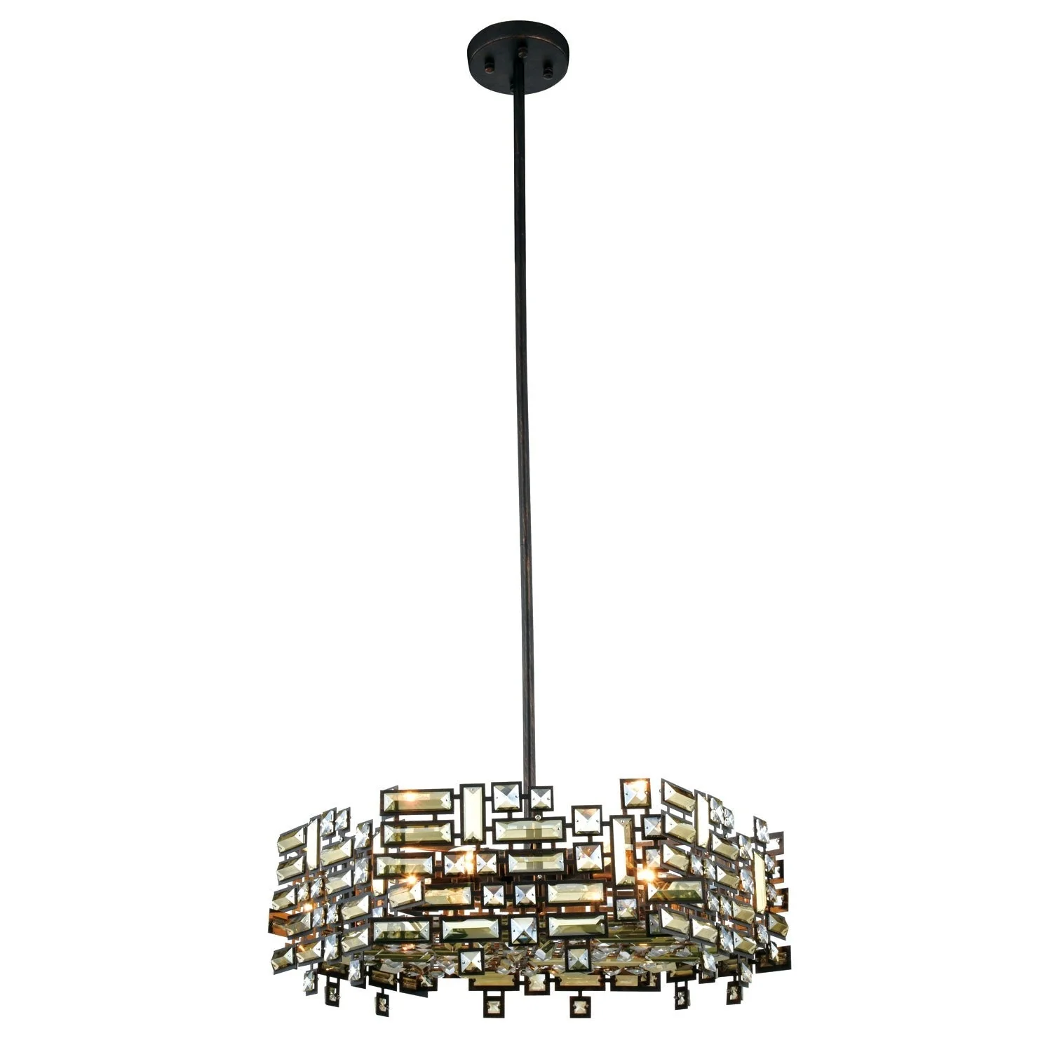 Picasso Dark Bronze 24-Inch Six-Light Pendant with Golden Teak Crystal - Image 1