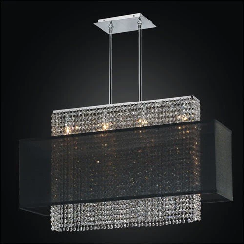 Urban Essentials Crystal Four Light Pendant with Double Lined Sheer Shade - Image 1