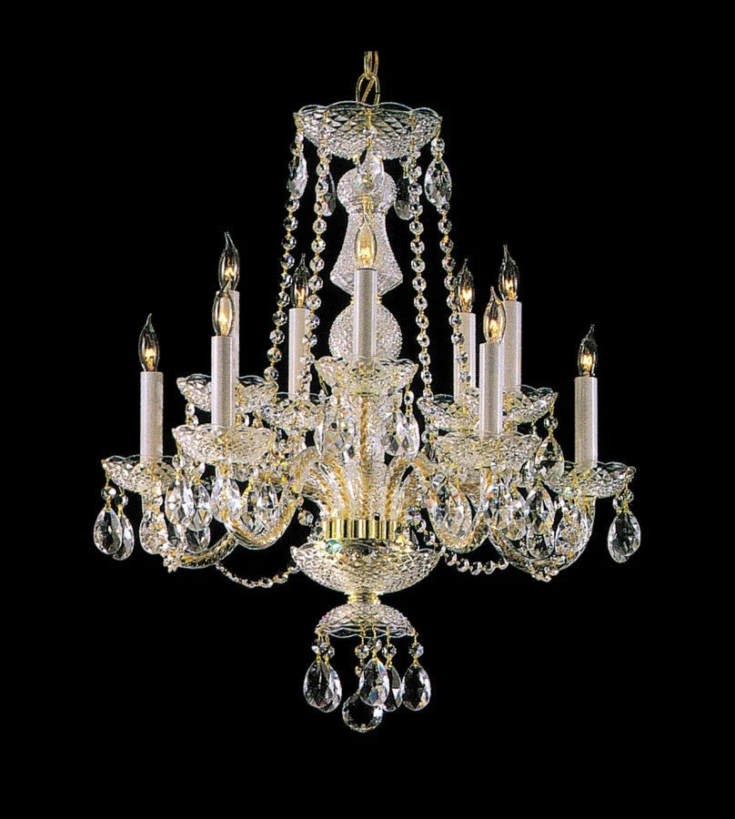 5+5 Light traditional Chandelier Draped in Chinese clear Crystal with gold finish - Image 1