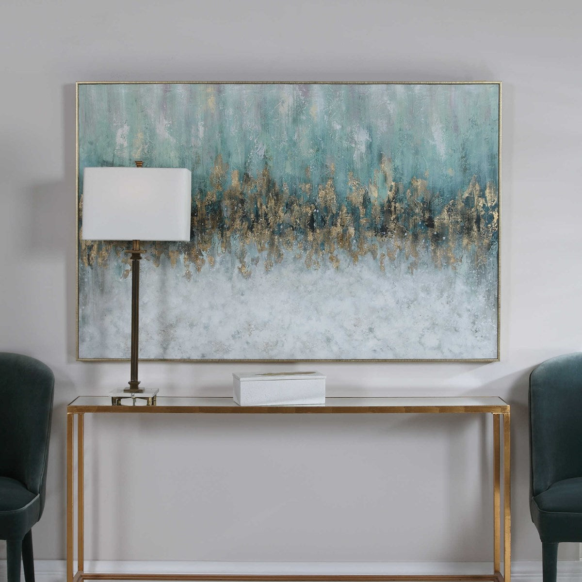 Uttermost Divide Teal and Aqua Hand Painted Canvas - Image 3