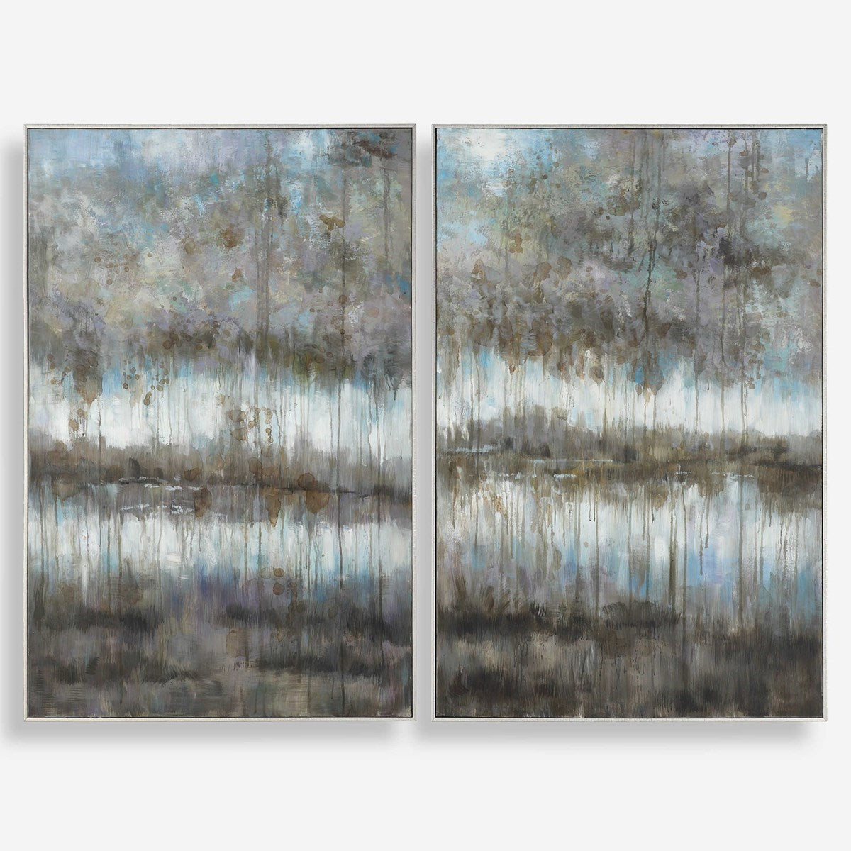 Uttermost Gray Reflections Set of 2 Hand Painted Canvases - Image 1