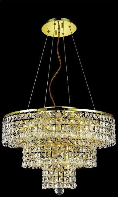 9-light crystal chandelier in gold finish - Image 1