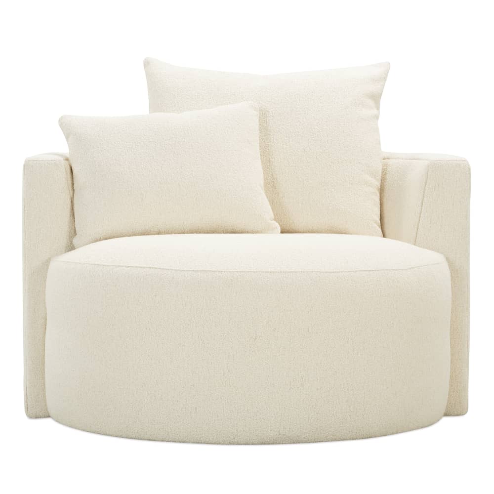 Rowe Furniture Leander Swivel Chair in Cream Boucle ~ IN STOCK 1 AVAILABLE FOR EXPRESS SHIPPING