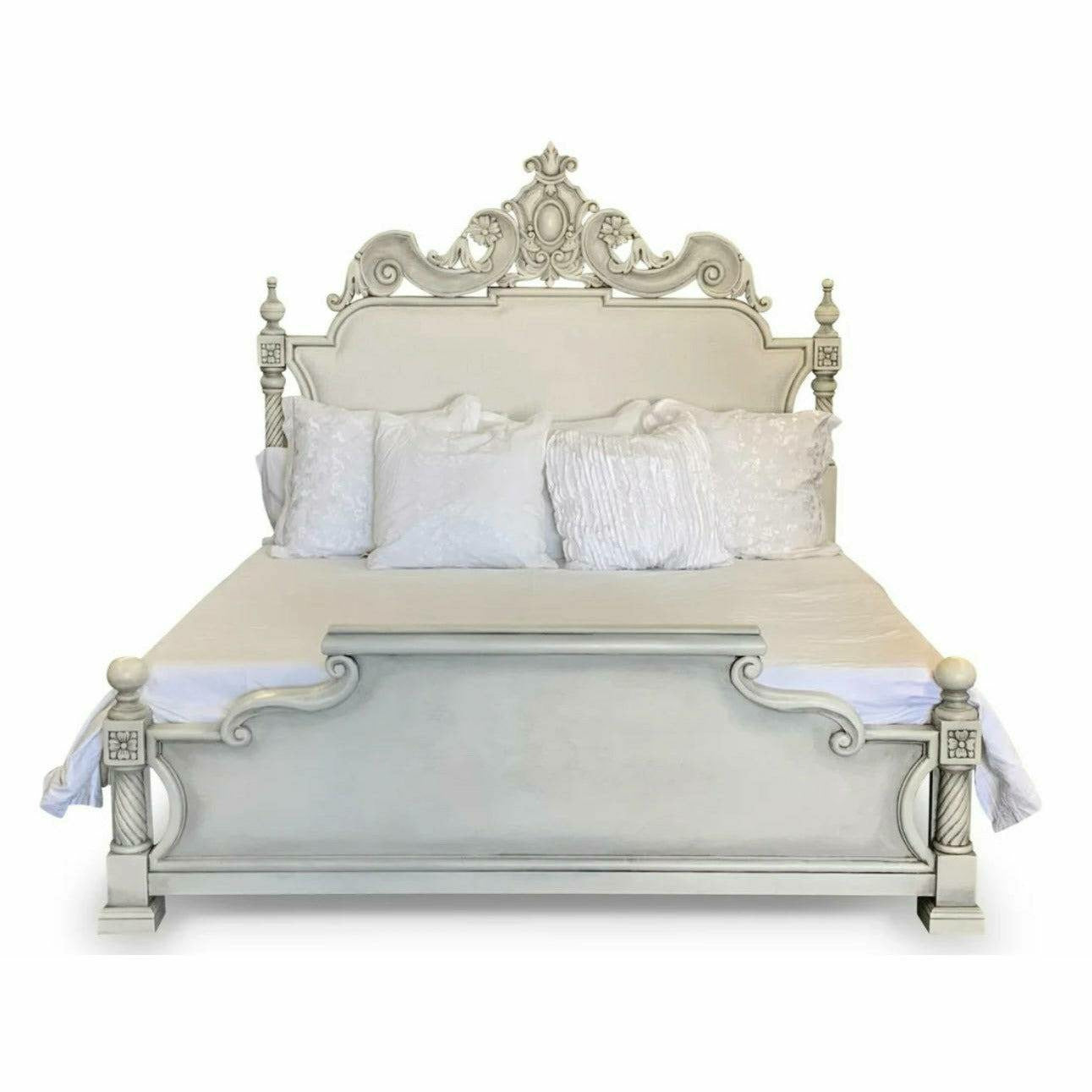 Casa Bonita Peruvian Hand-Painted Carved Wood Bianca King Size Bed - Image 1