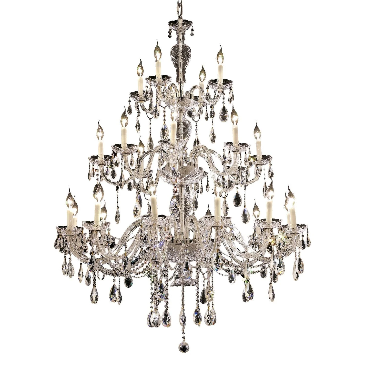 Chrome Twenty-Four Light 45-Inch Chandelier with Royal Cut Clear Crystal - Image 1