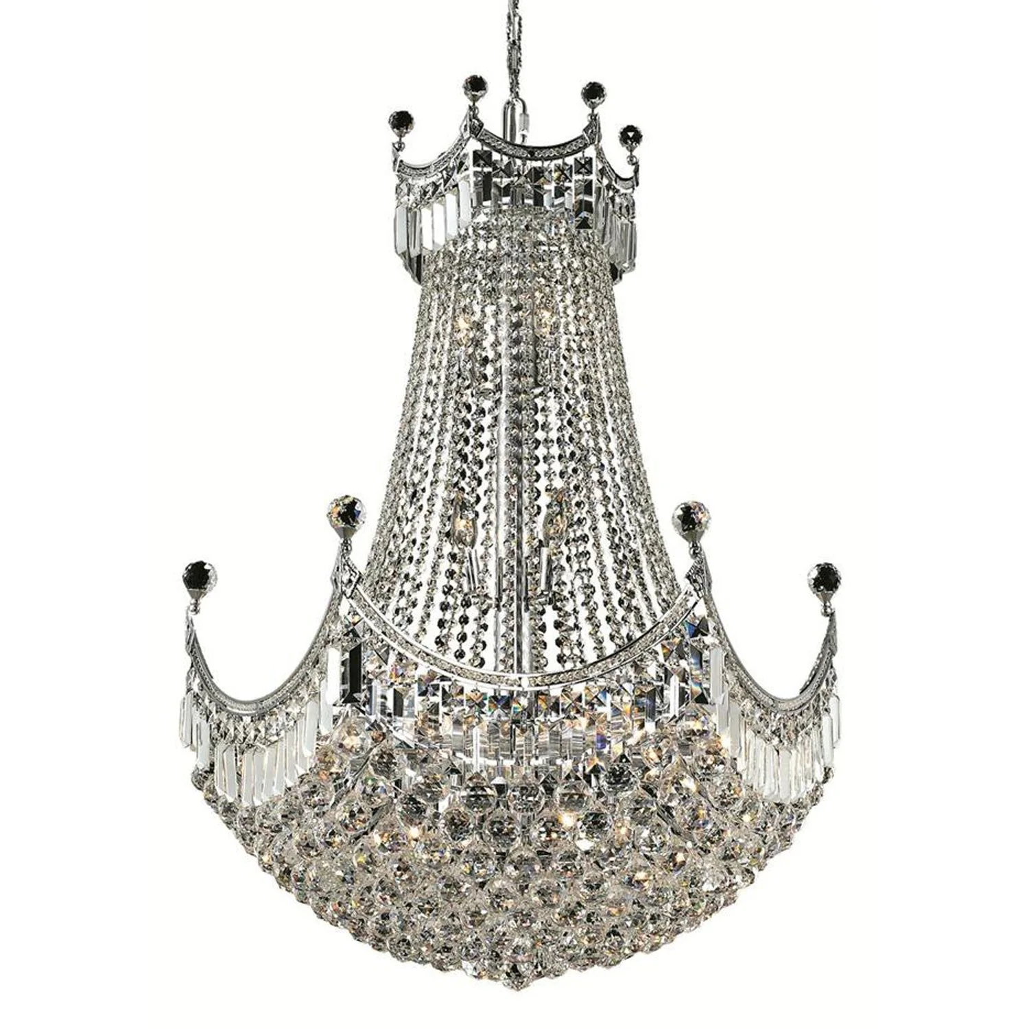 Corona Chrome Twenty-Four Light 30-Inch Chandelier with Royal Cut Clear Crystal - Image 1