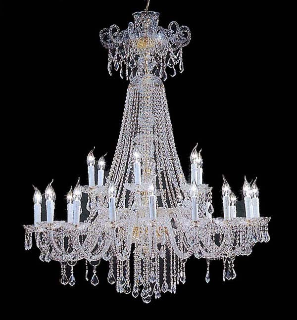 24 Lights Bohemian Crystal chandelier in polished chrome finish - Image 1