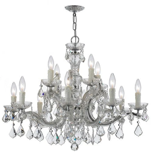 Group Maria Theresa Polished Chrome 26.5-Inch 12-Light Chandelier with Hand Cut Clear Crystal - Image 1