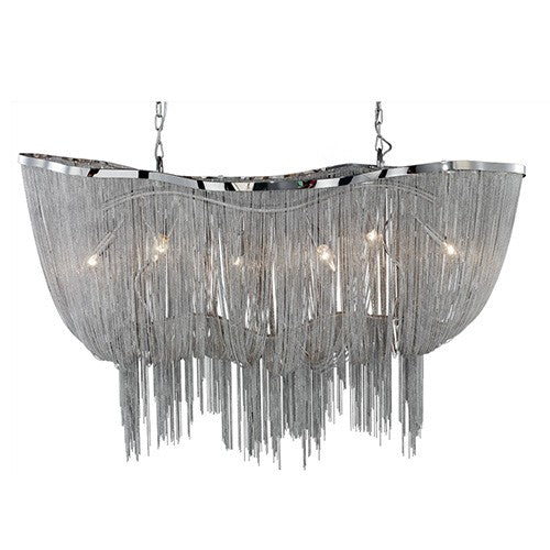 Formae Satin Nickel Six-Light Chandelier with Chain Metal Shade - Image 1