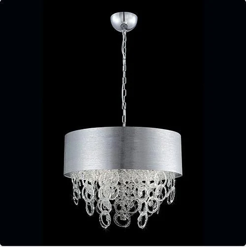 Chrome Six-Light 23.5-Inch Wide Chandelier with Silver Shade - Image 1