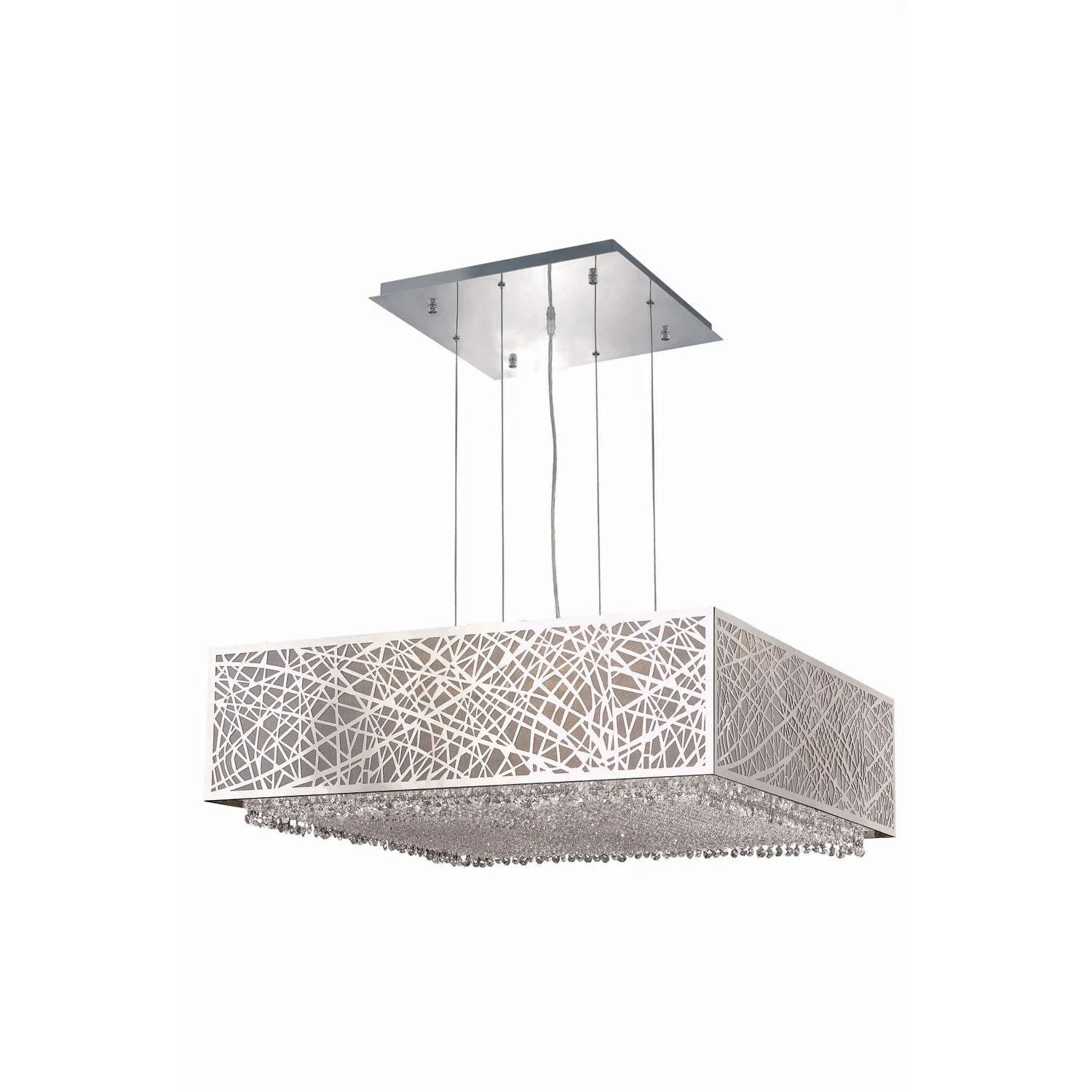 Moda Chrome 13-Light Metal Shade Pendant with Golden Teak and Clear Royal Cut Crystal - Image 1