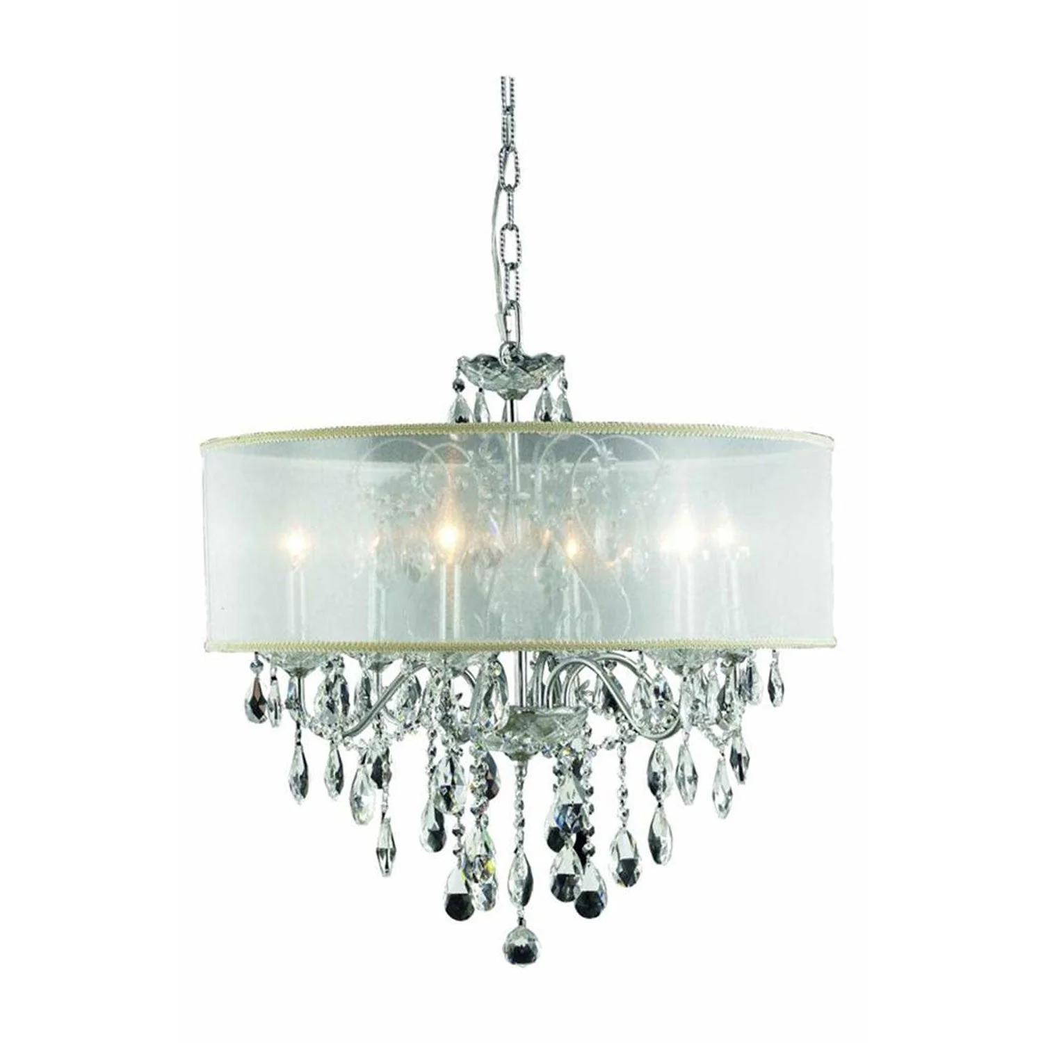 St. Francis Chrome Six-Light Pendant with Royal Cut Crystal and Silver Shade - Image 1