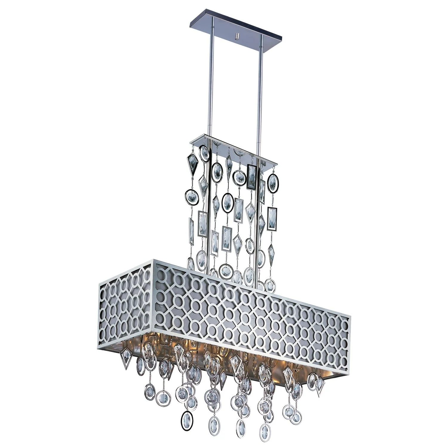 International Symmetry Polished Nickel Eight-Light Island Pendant - Image 1