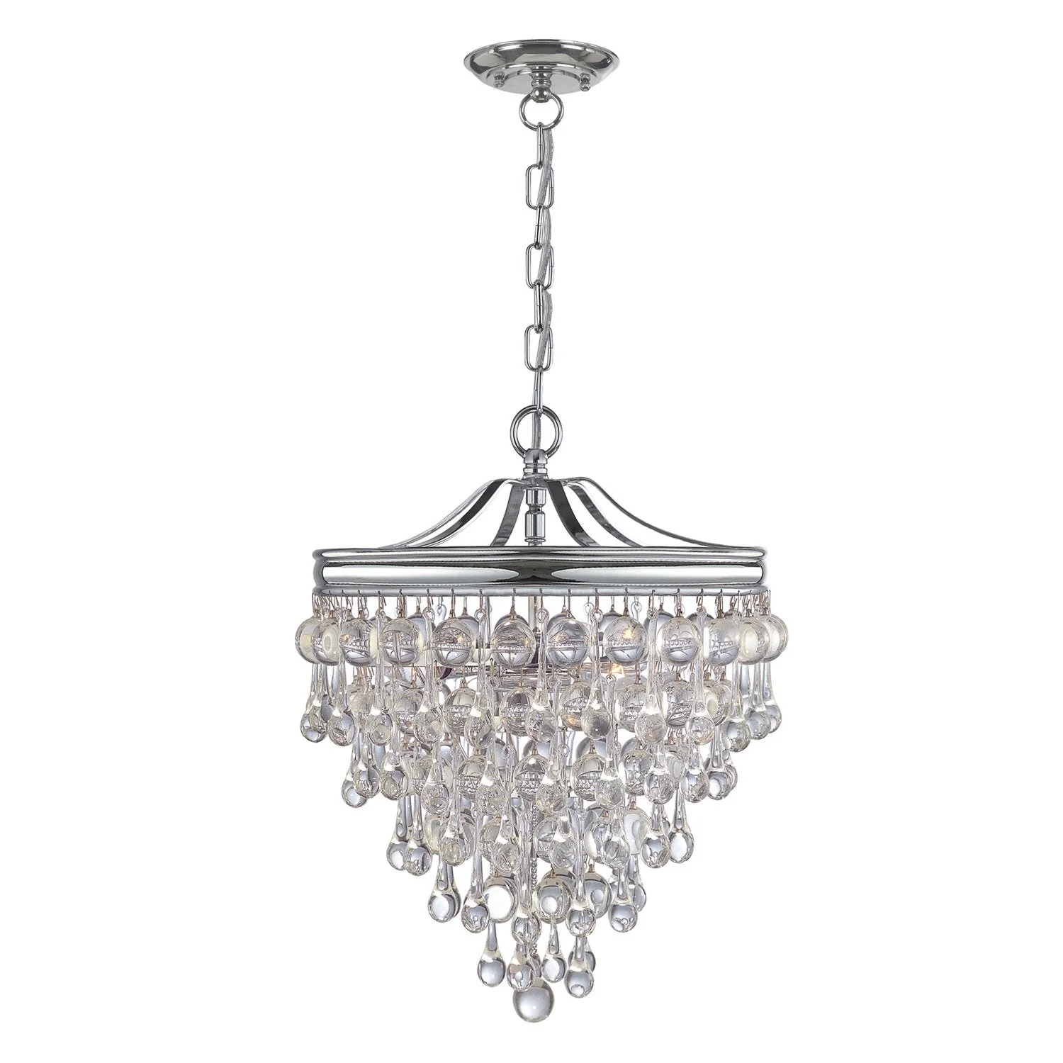 Group Calypso Polished Chrome Three-Light Pendant with Smooth Glass Balls - Image 1