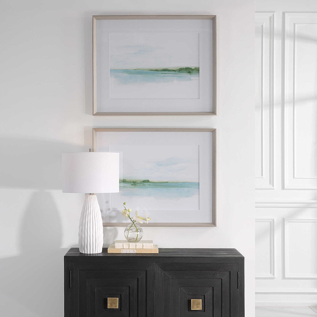 Uttermost Green Ribbon Coast Set of 2 Framed Prints - Image 1