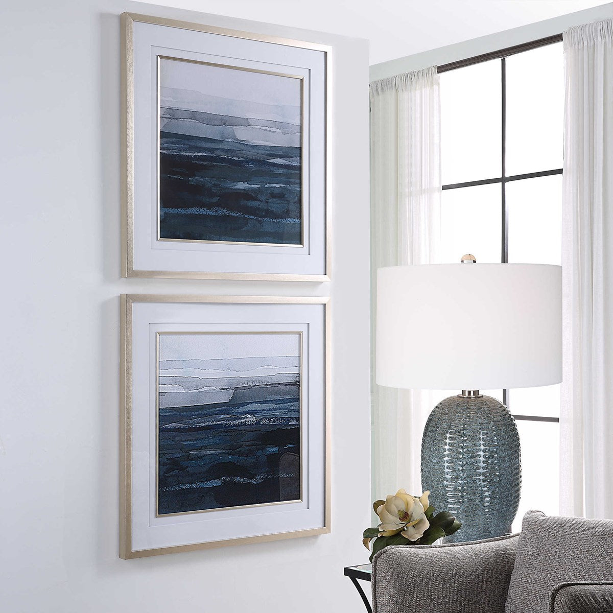 Uttermost Rising Blue Set of 2 Framed Prints - Image 3
