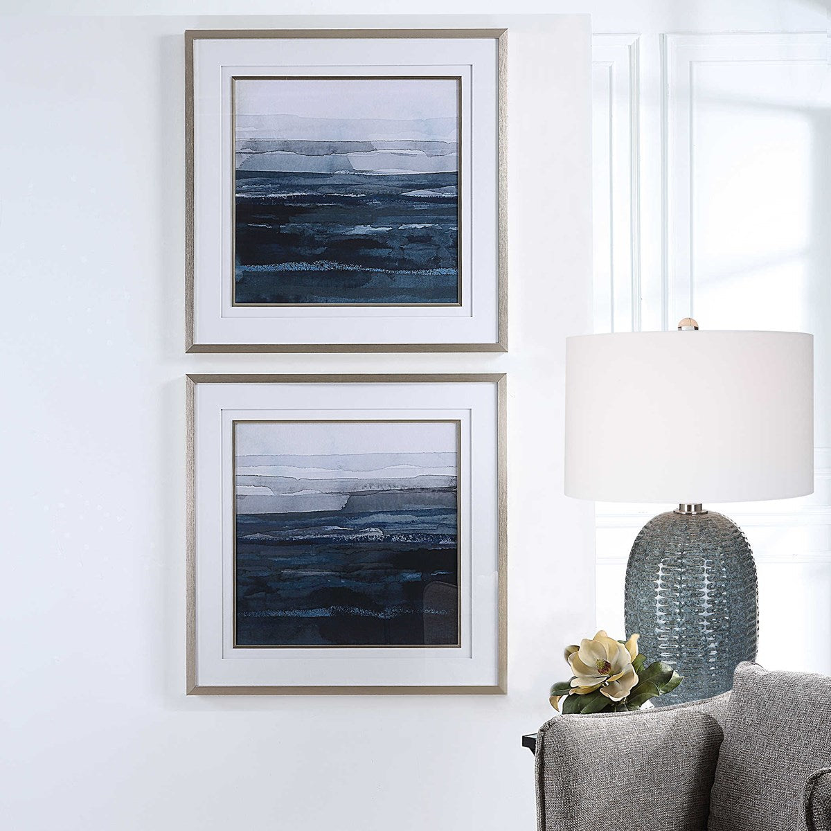 Uttermost Rising Blue Set of 2 Framed Prints - Image 1