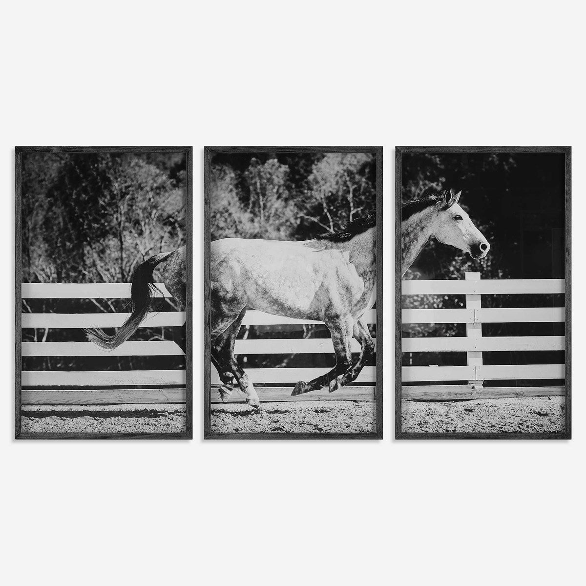 Uttermost Galloping Forward Set of 3 Horse Framed Prints - Image 2