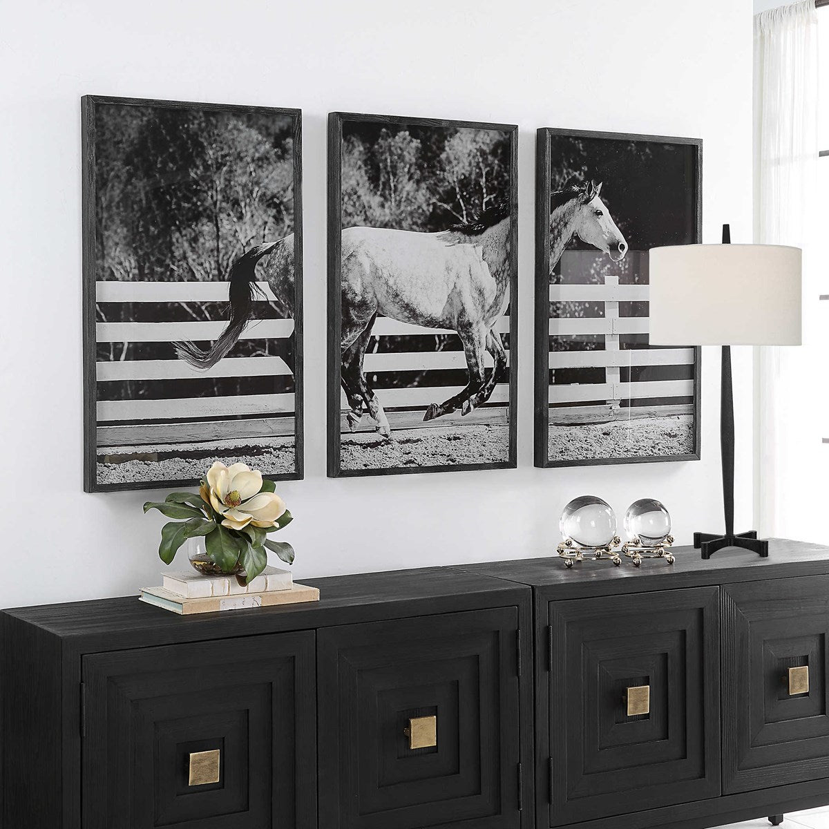 Uttermost Galloping Forward Set of 3 Horse Framed Prints - Image 3