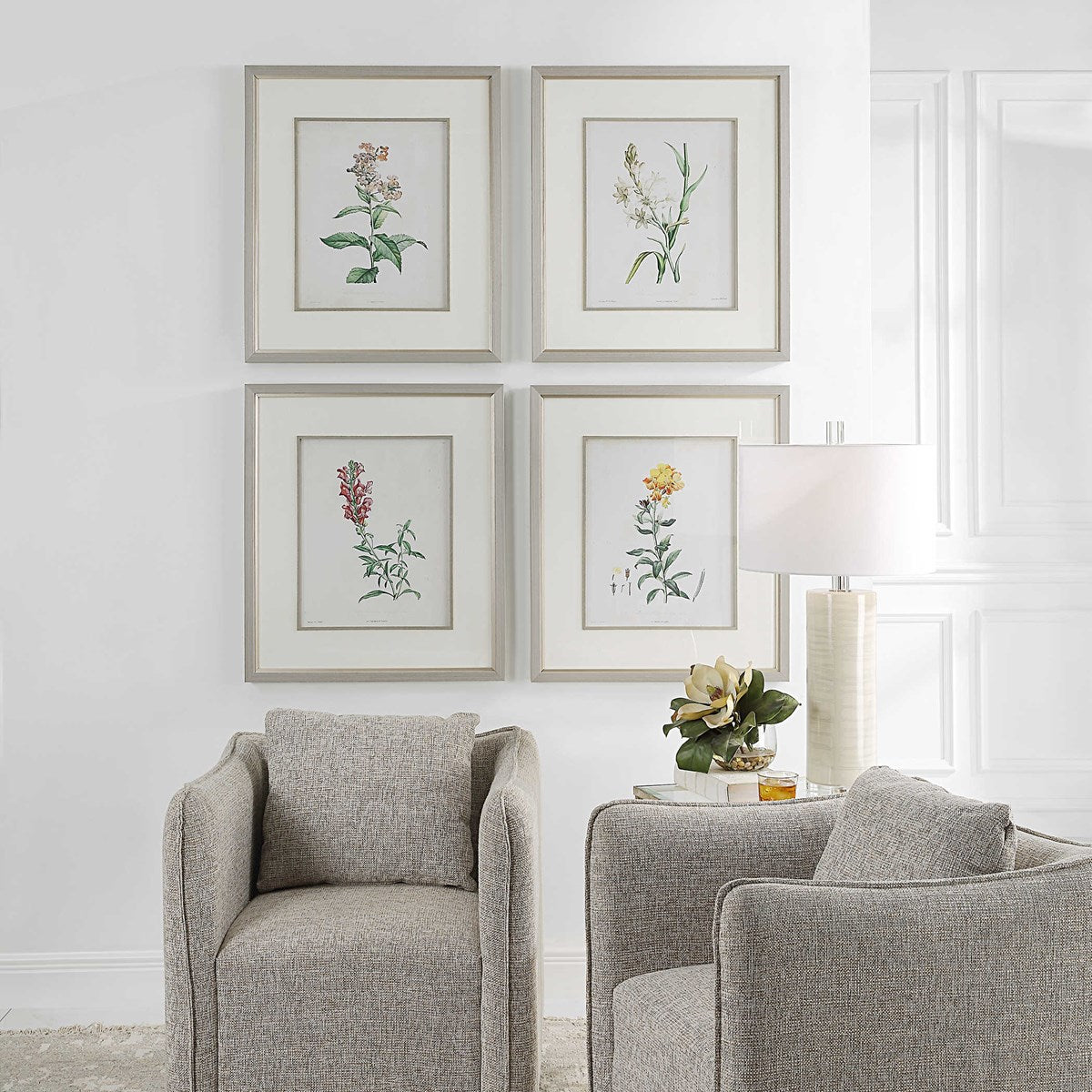 Uttermost Heirloom Blooms Study Set of 4 Framed Prints - Image 1