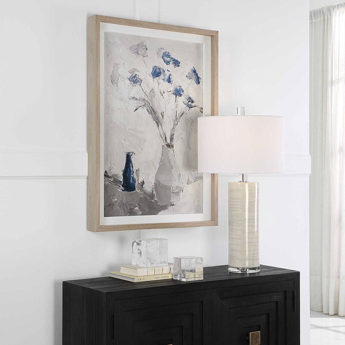 Uttermost Blue Flowers In Vase Framed Print - Image 3