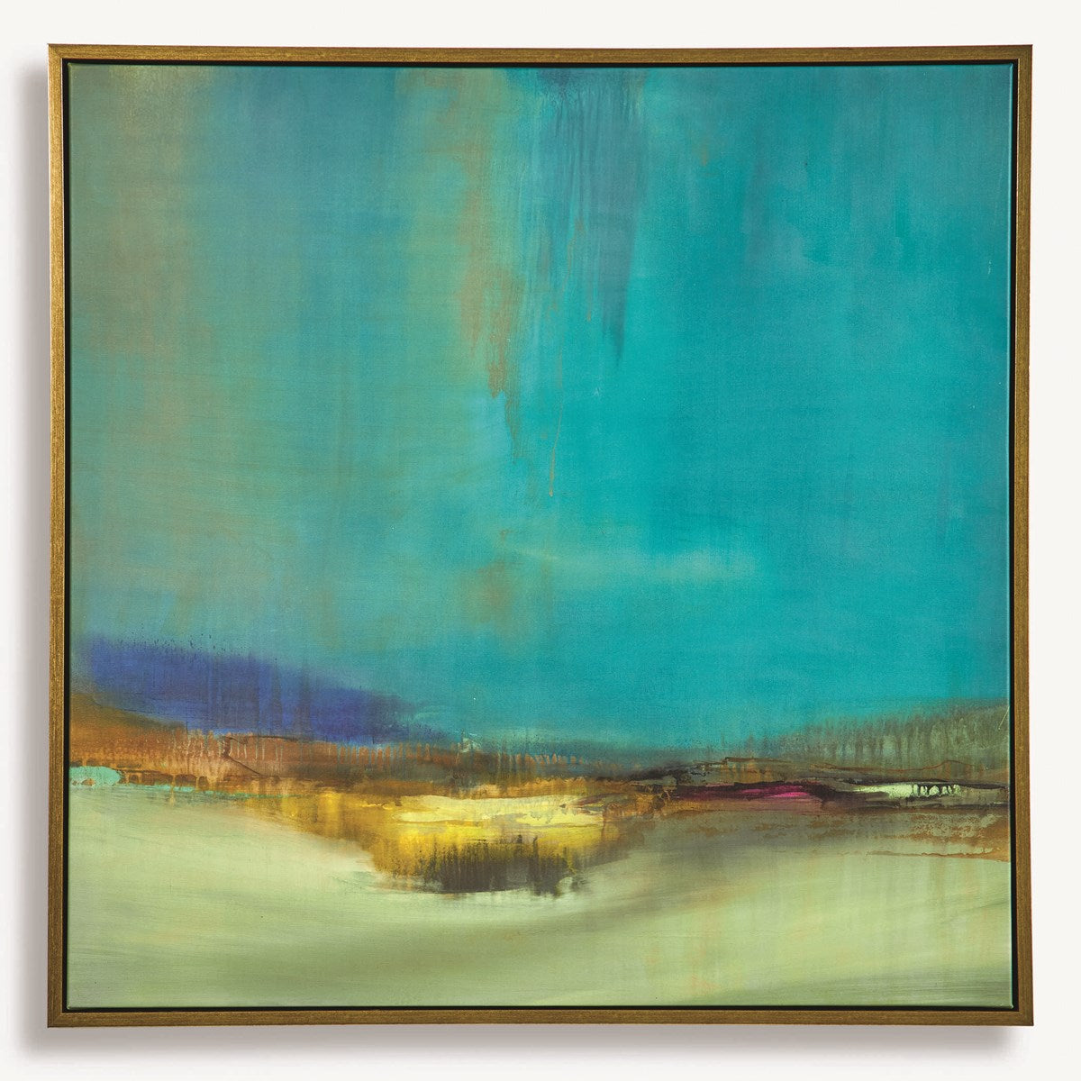 Uttermost Bowery Teal and Golden Yellow Framed Canvas - Image 2