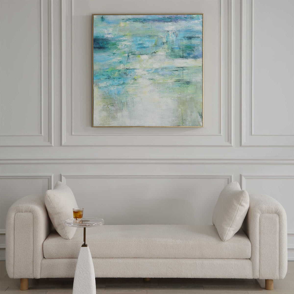 Uttermost Blissful Blue and Green Hand Painted Canvas - Image 3