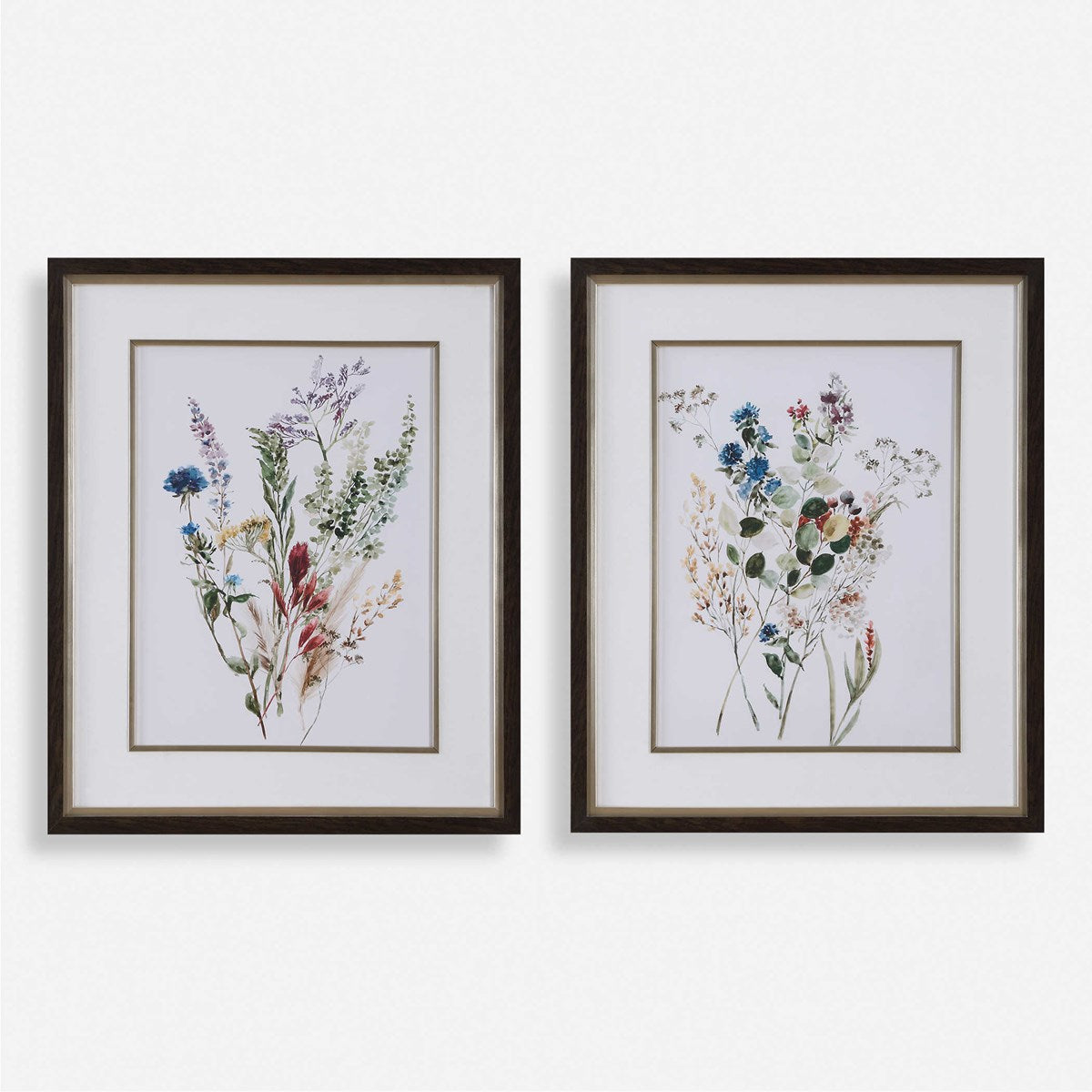 Uttermost Delicate Flowers Watercolor Set of 2 Framed Prints - Image 2