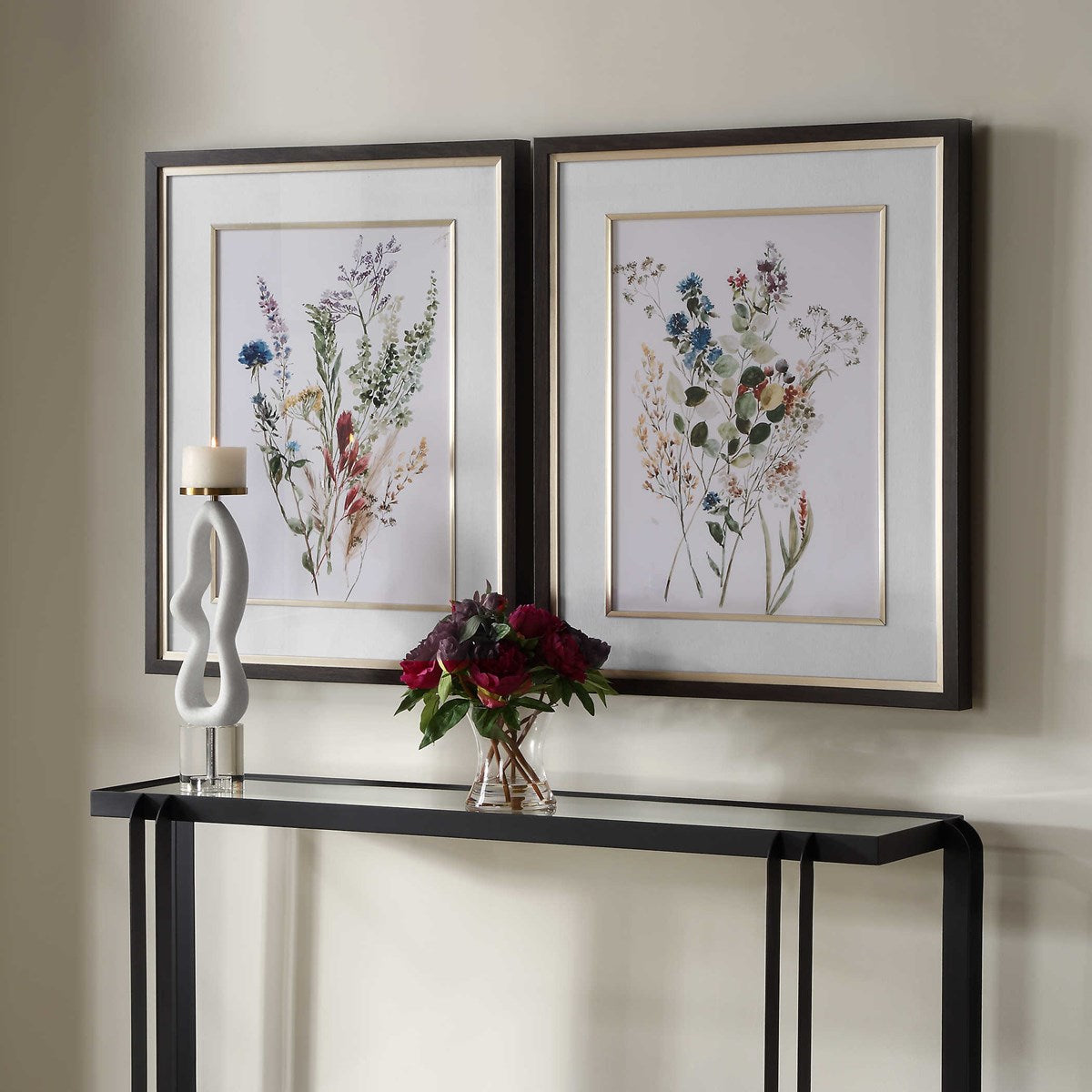 Uttermost Delicate Flowers Watercolor Set of 2 Framed Prints - Image 3