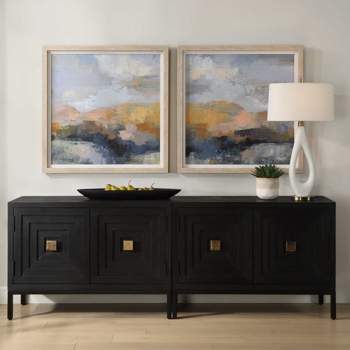 Uttermost Dusk Mountain Abstract Set of 2 Prints - Image 1