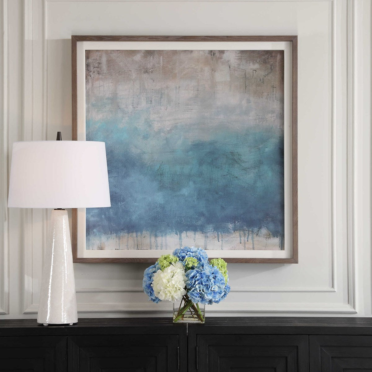 Uttermost Serenity Paused Teal Blue and Greige Framed Print - Image 2