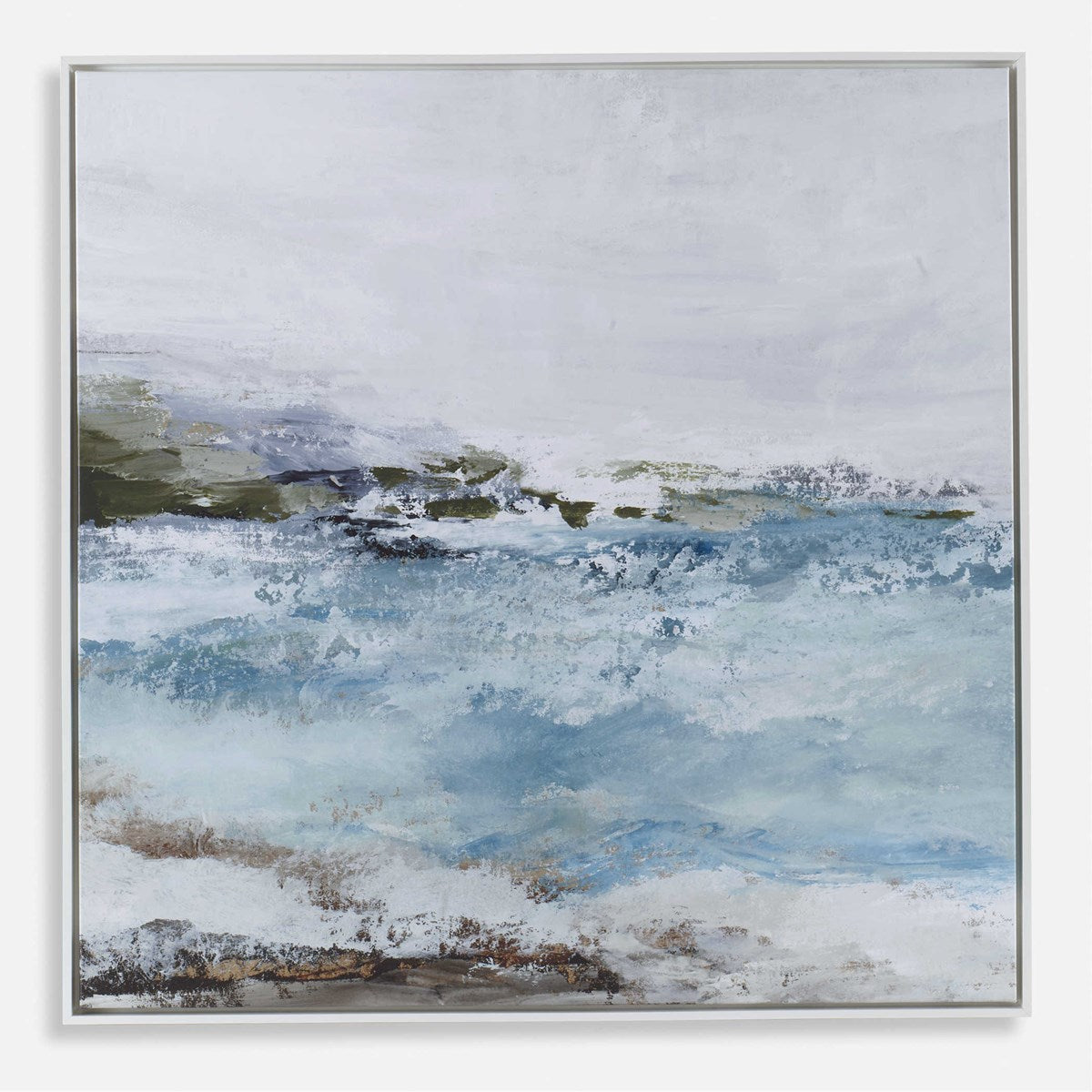 Uttermost Blue Essence White Framed Canvas - Image 2