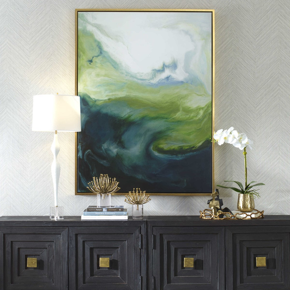 Uttermost Serene Green Framed Canvas - Image 1