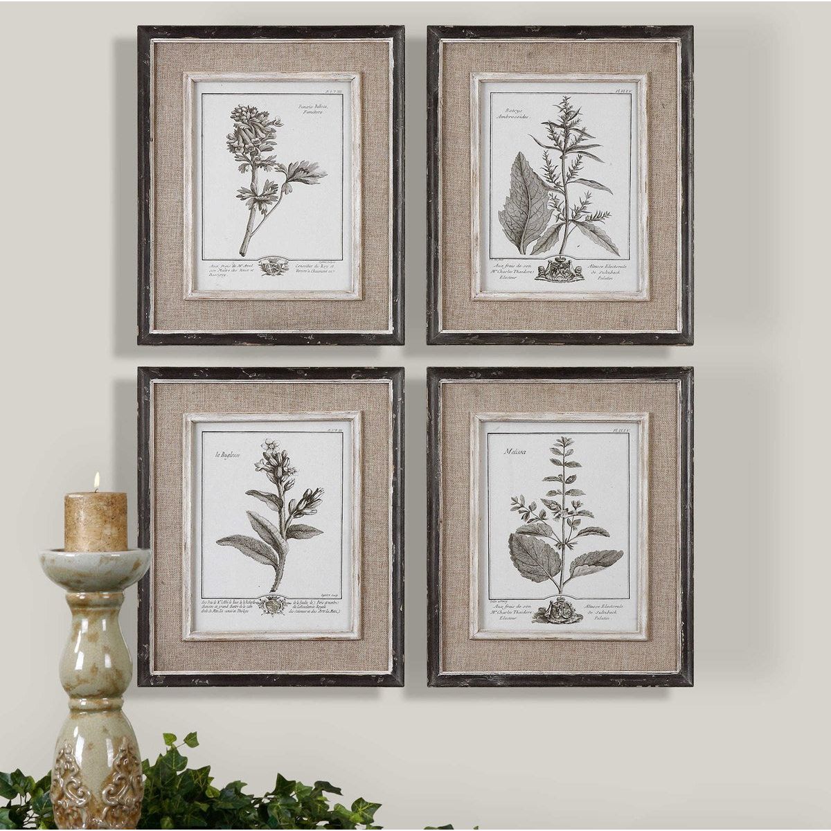 Uttermost Casual Grey Botanical Set of 4 Framed Prints - Image 2