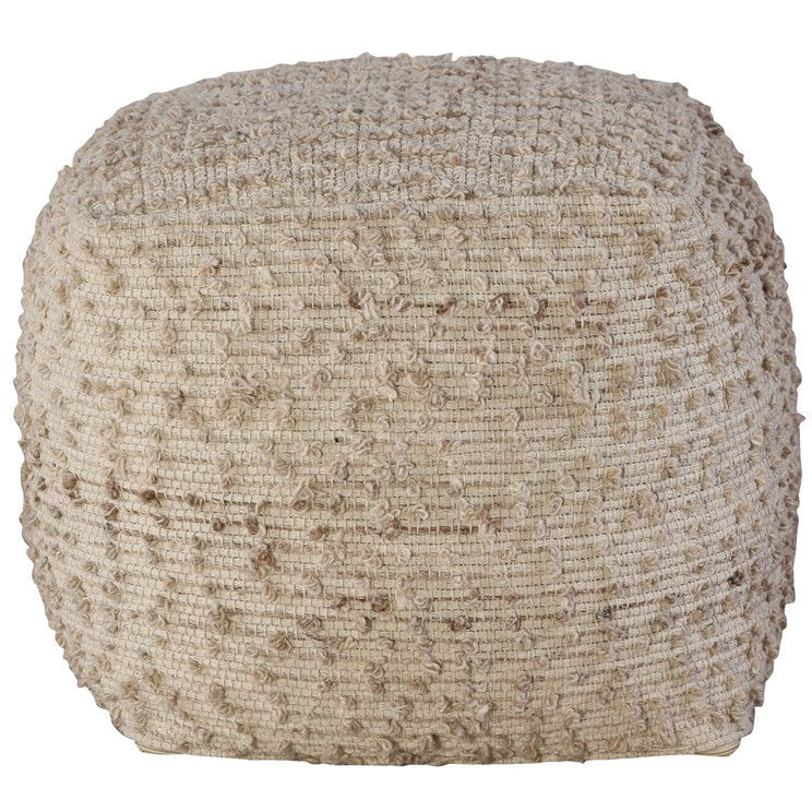 Uttermost Valda Handwoven Beige & Light Gray Pouf - Image 3