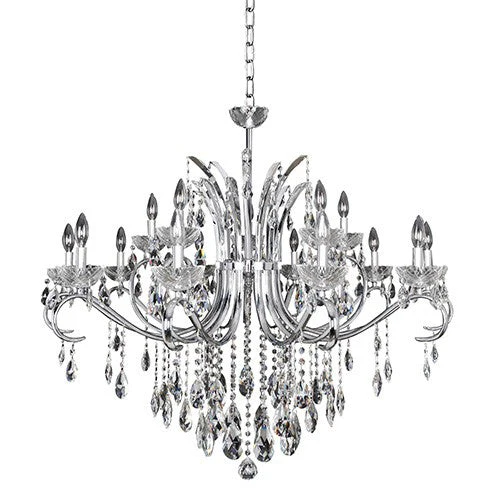 Chrome 15-Light 42-Inch Wide Chandelier with Firenze Clear Crystal - Image 1