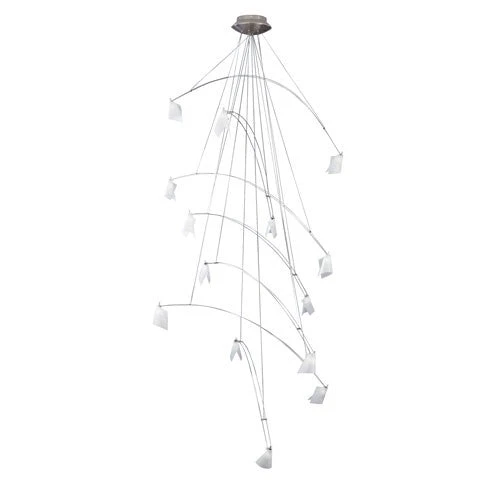 48-Inch Chandelier with White Flight Paper Shades - Image 1