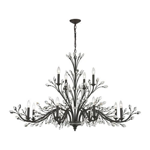 Crystal Branches Burnt Bronze Twelve-Light Chandelier - Image 1