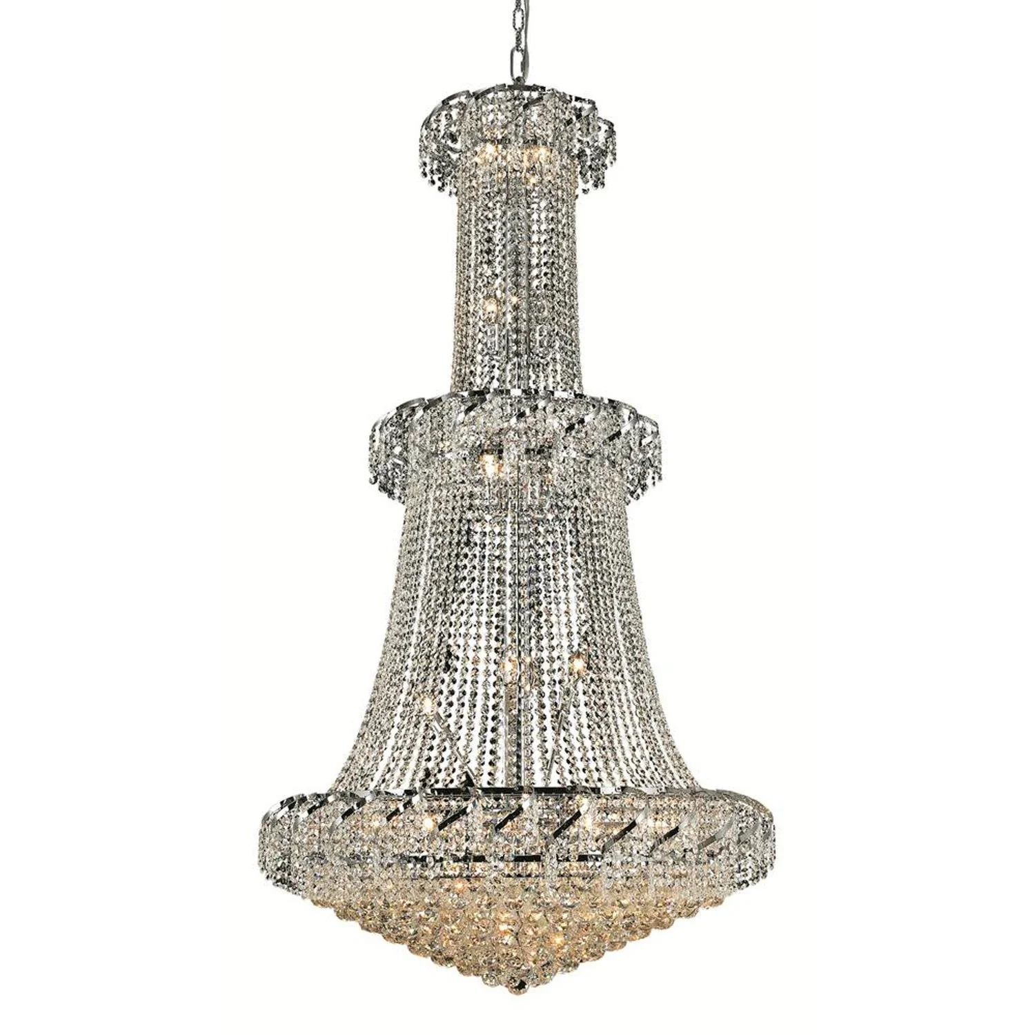 Belenus Chrome Thirty-Two Light 36-Inch Chandelier with Royal Cut Clear Crystal - Image 1