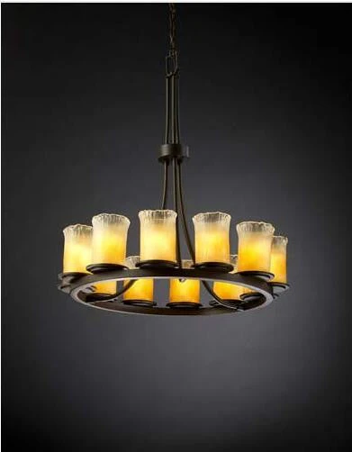 Bronze and Gold Twelve-Light Ring Chandelier - Image 1