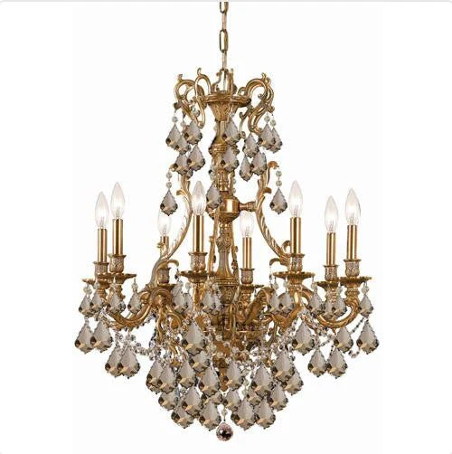 Brass Eight-Light Chandelier with Golden Teak Swarovski Strass Crystal - Image 1