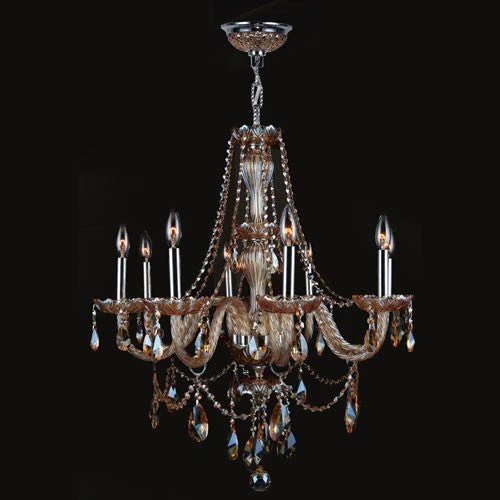 Eight-Light Chrome Finish with Amber Crystal Chandelier - Image 1