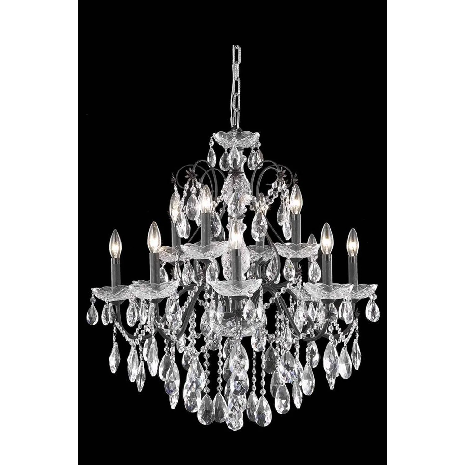 St. Francis Dark Bronze 12-Light Pendant with Royal Cut Crystal - Image 1