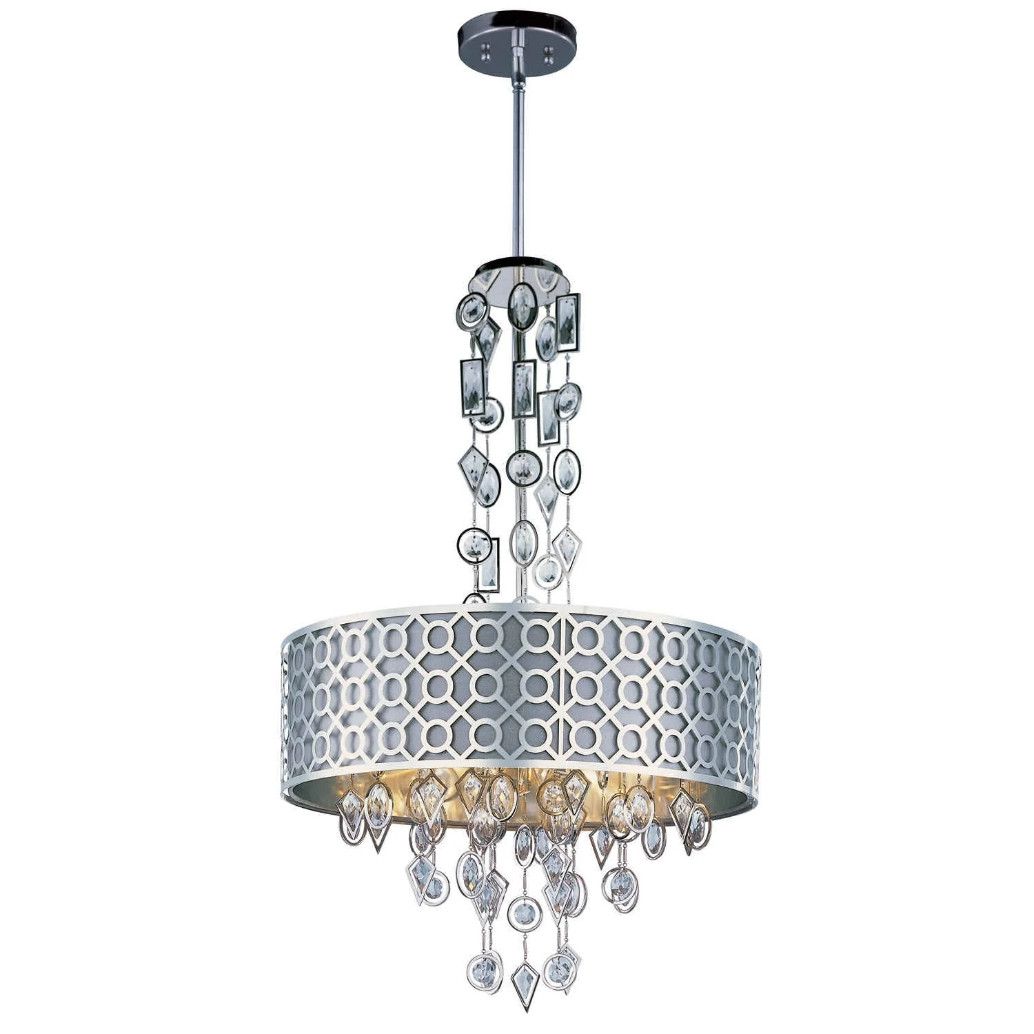 International Symmetry Polished Nickel Eight-Light Single Pendant - Image 1