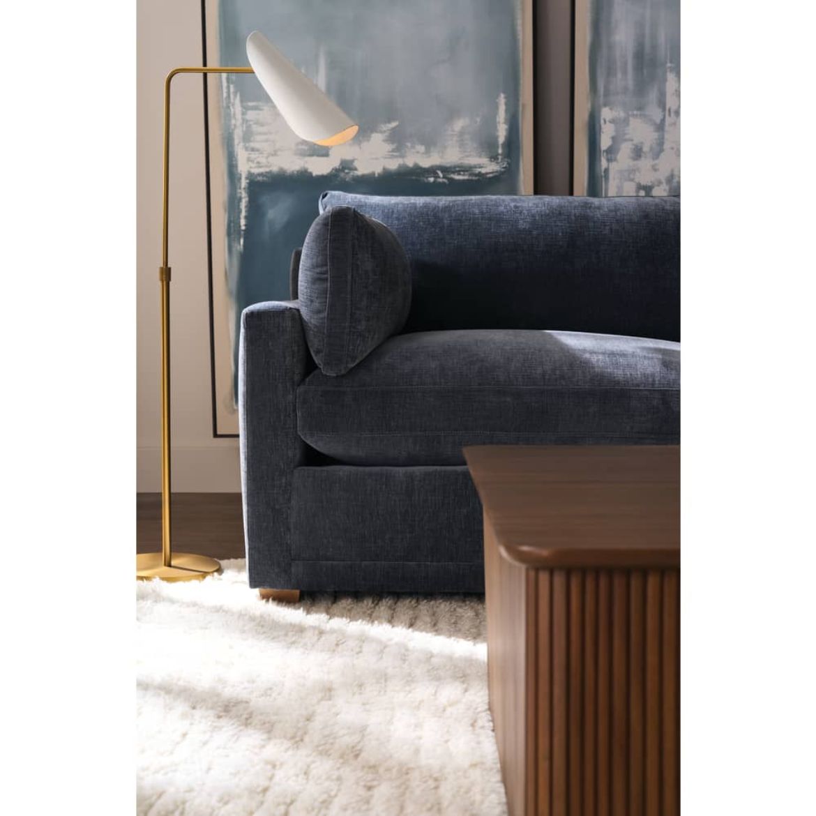 Rowe Furniture Sylvie Federal Blue Chenille 88” Sofa ~ Express Collection - Image 3