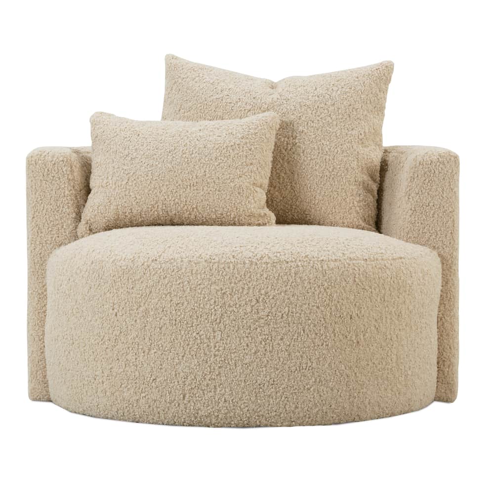 Rowe Furniture Neutral Boucle Leander Swivel Chair